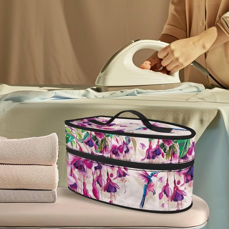 Goncariar Iron Storage Case, Lightweight Foldable Steam Iron Case Bag, Floral Hummingbird Irons Carrying Storage Bag - Dustproof & Easy to Carry - Image 2